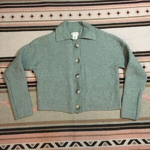 Jessica Simpson women’s Light sage green knit cardigan Long sleeve Button GUC